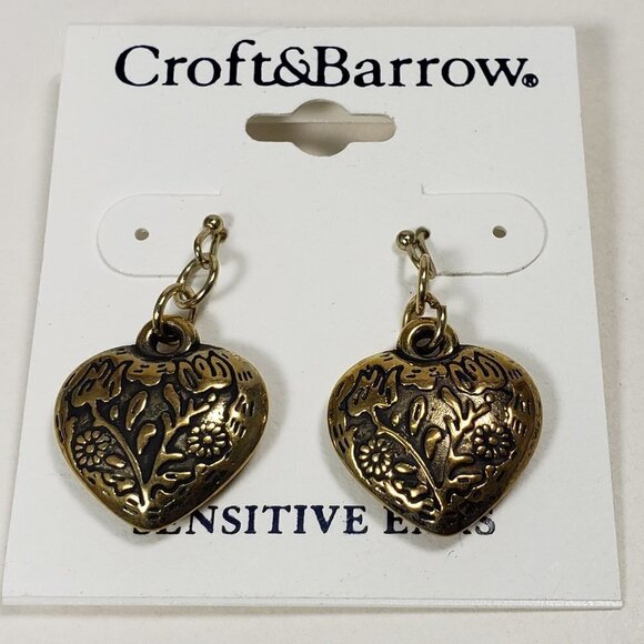 Ornate Heart Dangle Earrings – Vintage-Inspired Floral Boho Fashion Jewelry 1-in - Picture 5 of 7